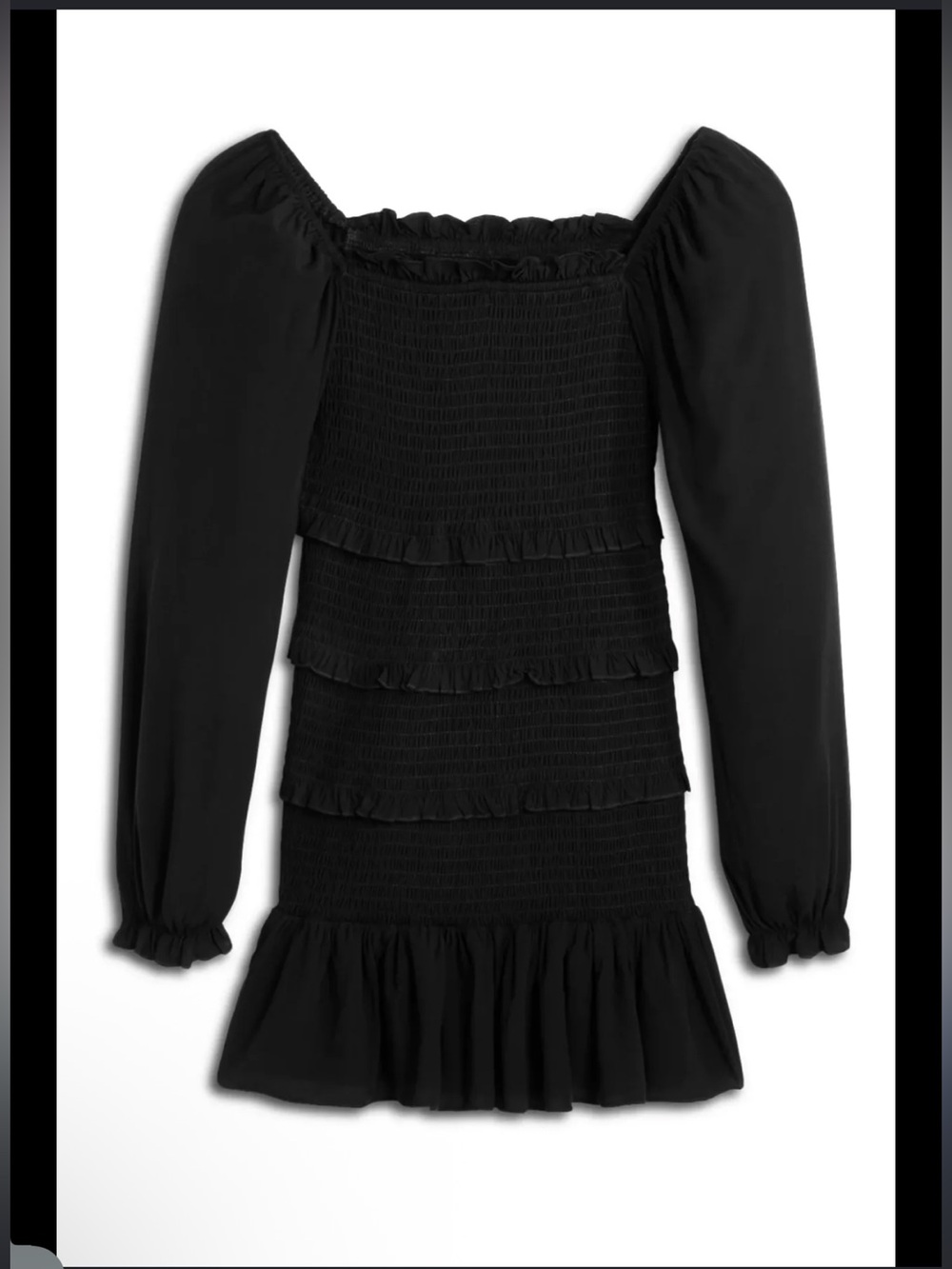 Katie J NYC Lailia Long Sleeve Black Smocked Tiered Long-Sleeve Dress - Tween  L